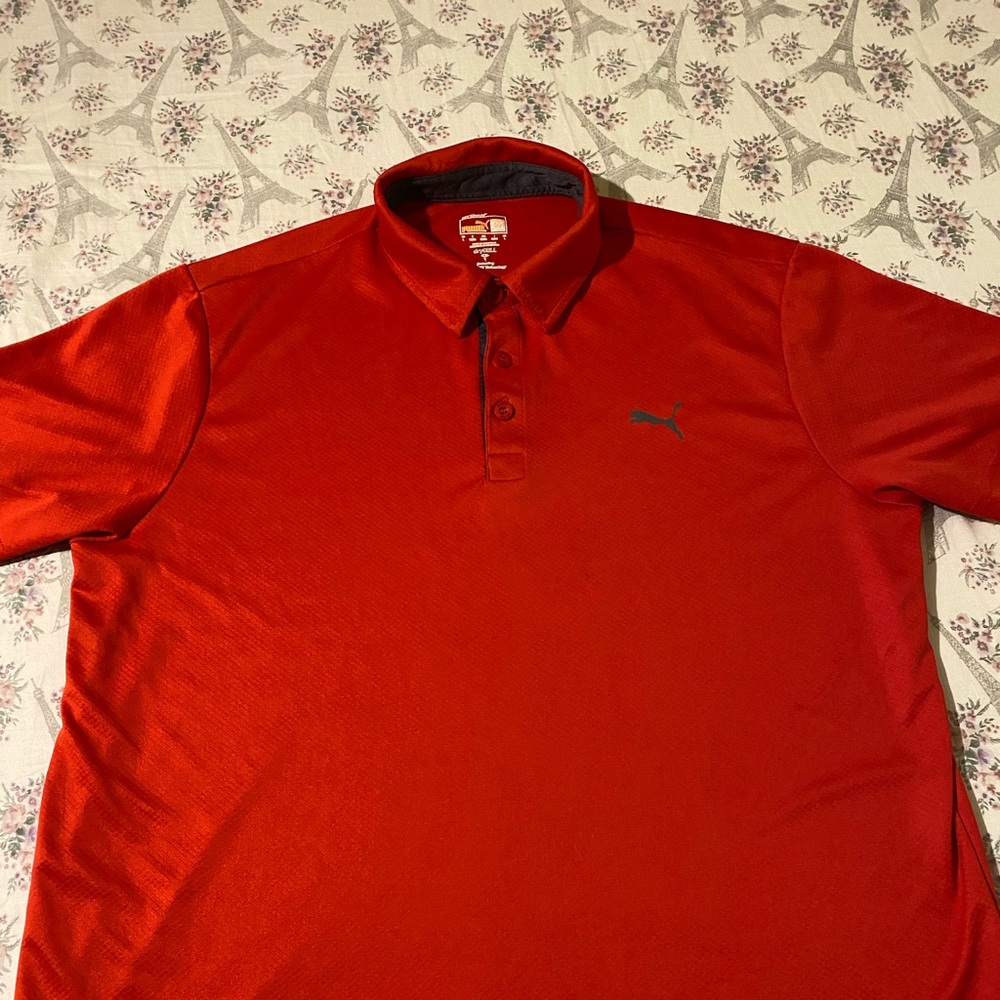 Puma Men's Polo Shirt Red Large Performance Solid